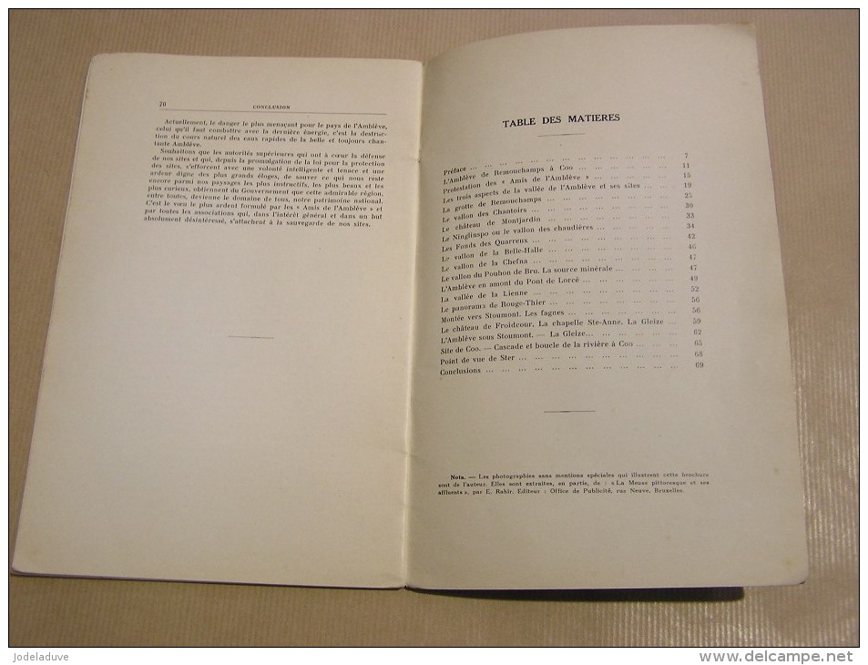 POURQUOI LE PAYS DE L´ AMBLEVE DOIT IL DEVENIR PARC NATIONAL Rahir 1932 Régionalisme Nature Spa Coo Grotte Remouchamps - België