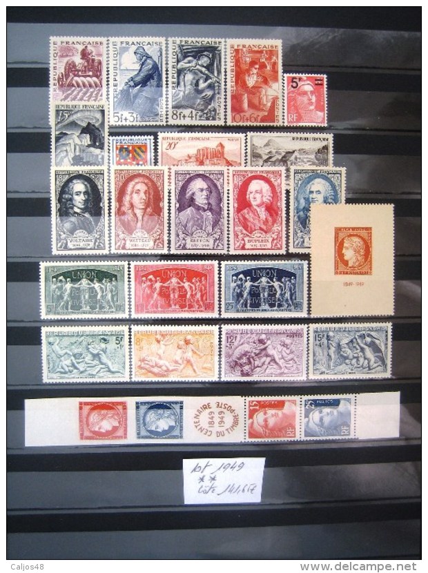 FRANCE  LOT ANNEE 1949 NEUFS**  COTE 142 EUROS - Neufs