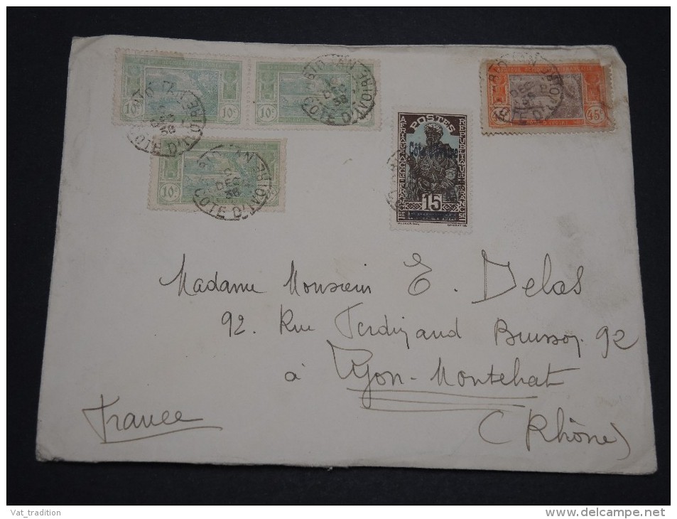 FRANCE / COTE D ' IVOIRE - Enveloppe De Abidjan Pour  Lyon En 1938 , Affranchissement Plaisant - A Voir - L 4924 - Lettres & Documents