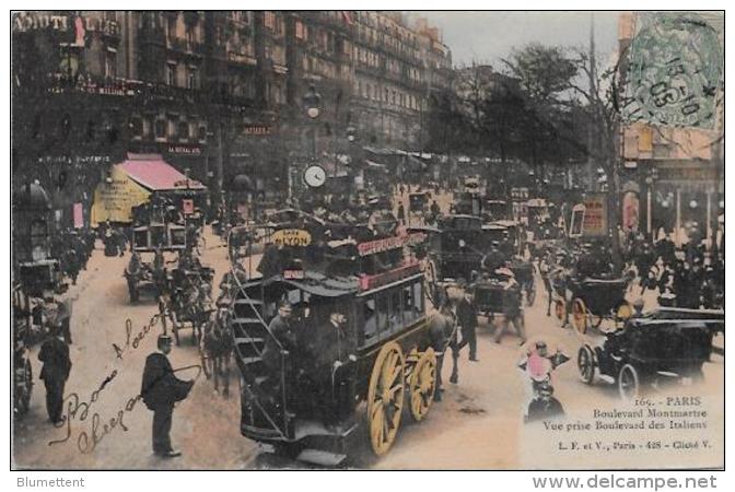 CPA Montmartre Paris Circulé Boulevard Montmartre Tramway Patache - Distrito: 09