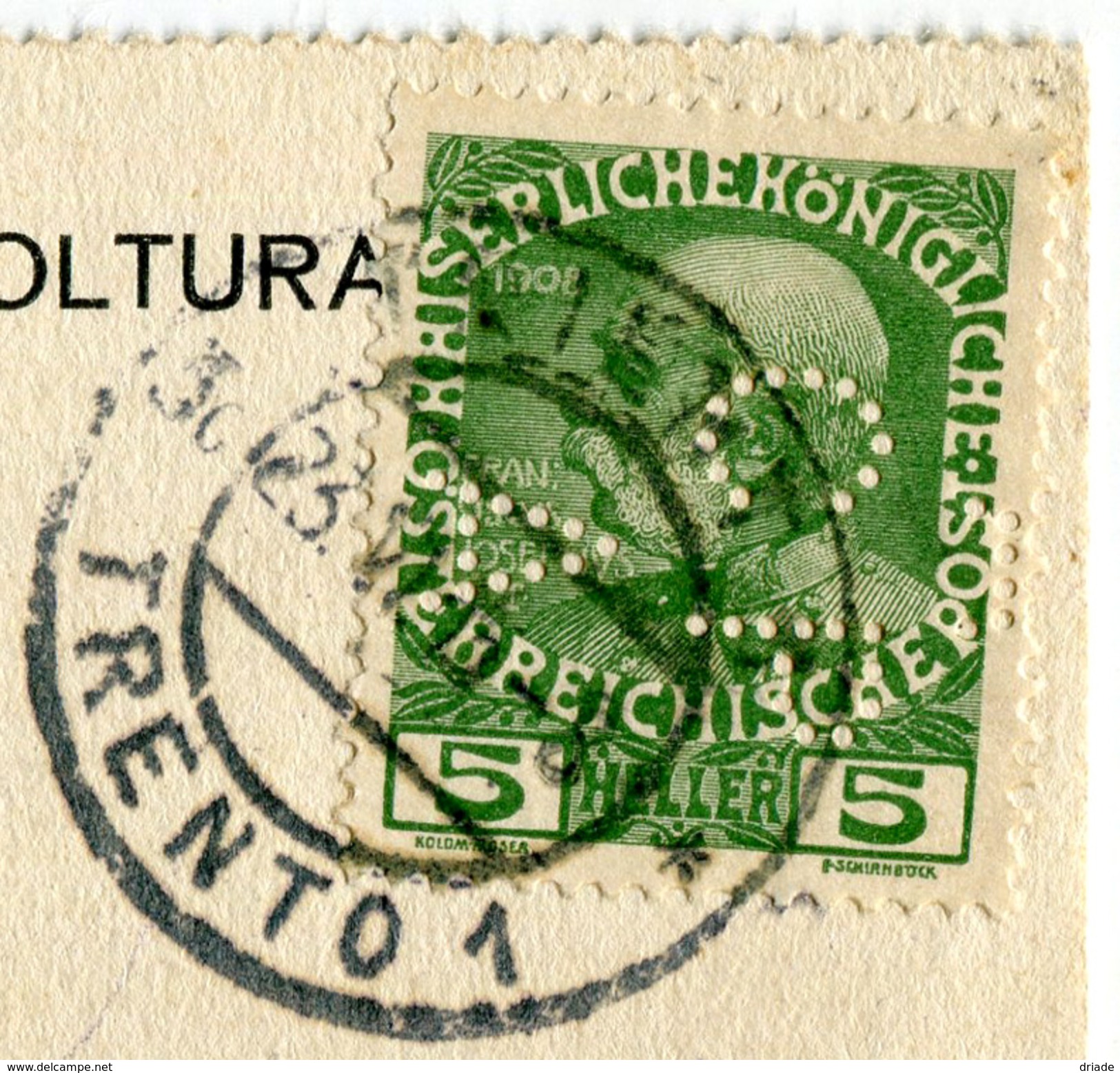 STORIA POSTALE PERFIN CPA CONSIGLIO PROVINCIALE AGRICOLTURA IMPERO AUSTRIA TRENTO 20 APRILE ANNO 1915 - Briefe U. Dokumente