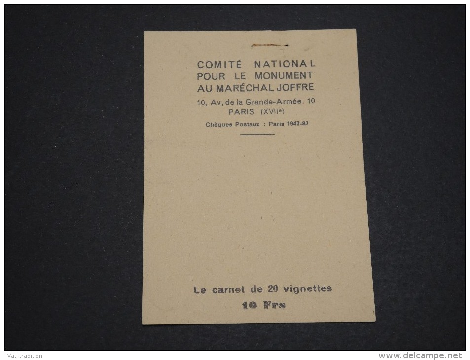 FRANCE  - Carnet De 20 Vignettes Du Maréchal Joffre, Scans Recto Et Verso - A Voir - L 4933 - Blocks Und Markenheftchen