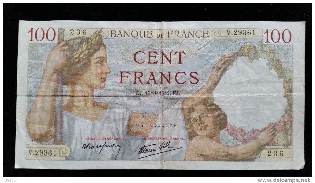 Billet De 100 , Cent Francs Sully, 1942, V.29361 - 100 F 1939-1942 ''Sully''