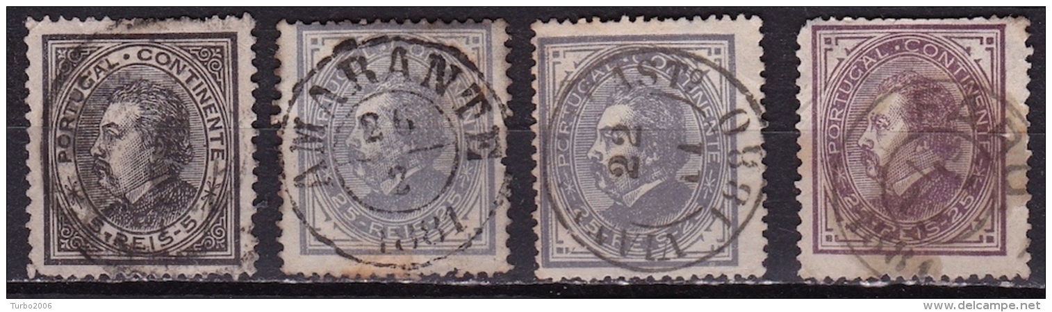 Portugal 1880-81 King Louis I 5 Reis / 25 Reis 3 X Perforated 12½ - 13½ Michel 51xB - 52B - 52C 2 Colours - Gebruikt