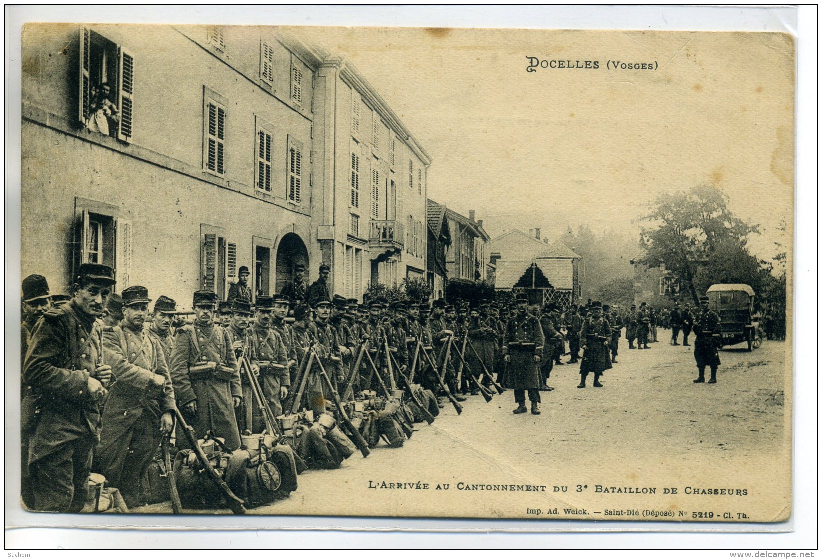 88 DOCELLES Carte RARE Arrivée Au Cantonnement Du 3em Bataillon De Chasseurs Militaire 1907 Num 519 Weick      /D18-2016 - Autres & Non Classés