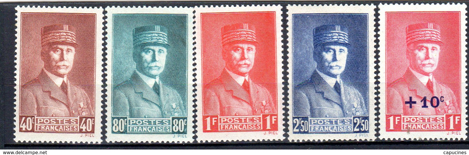 FRANCE 1940-41: Effigie Du Maréchal Pétain - N° 470/473** Et 494**(5 Valeurs) - Unused Stamps