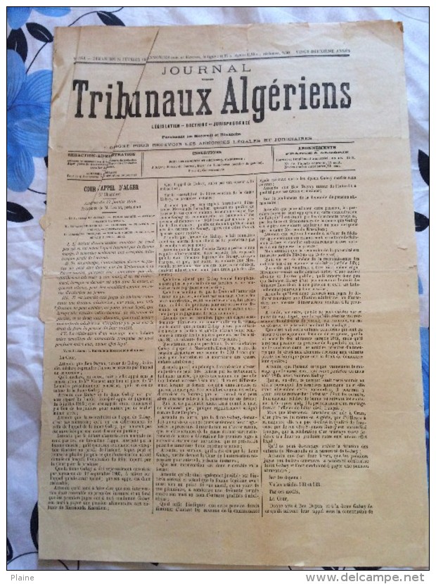 JOURNAL TRIBUNAUX ALGERIENS.( Legislation-doctrine-jurisprudence)24/2/1907 - Sonstige & Ohne Zuordnung