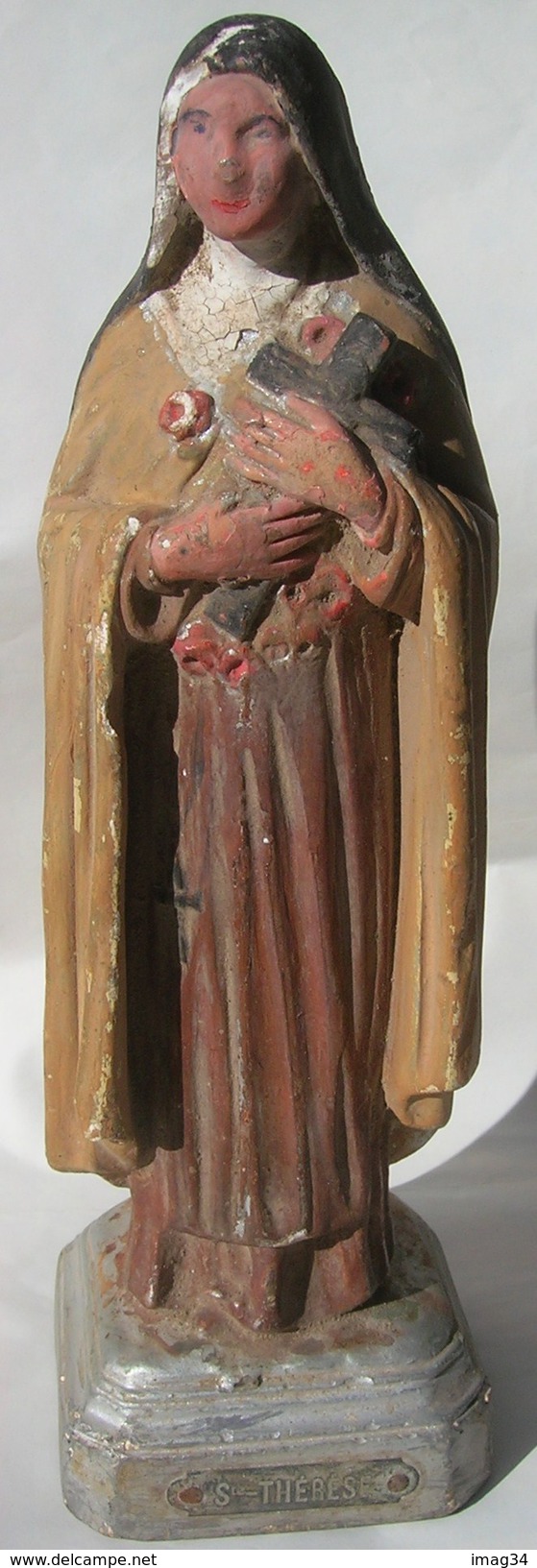 Statuette Votive Statue Sainte Thérèse De Lisieux Plâtre Avec Cache Cachette VIERGE Religion Catholique - Autres & Non Classés