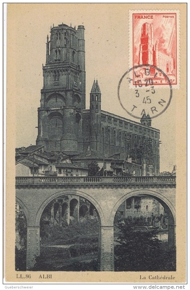 FR-CM1 - FRANCE N° 663/667 Cathédrales Sur Cartes Maximums - 1940-1949