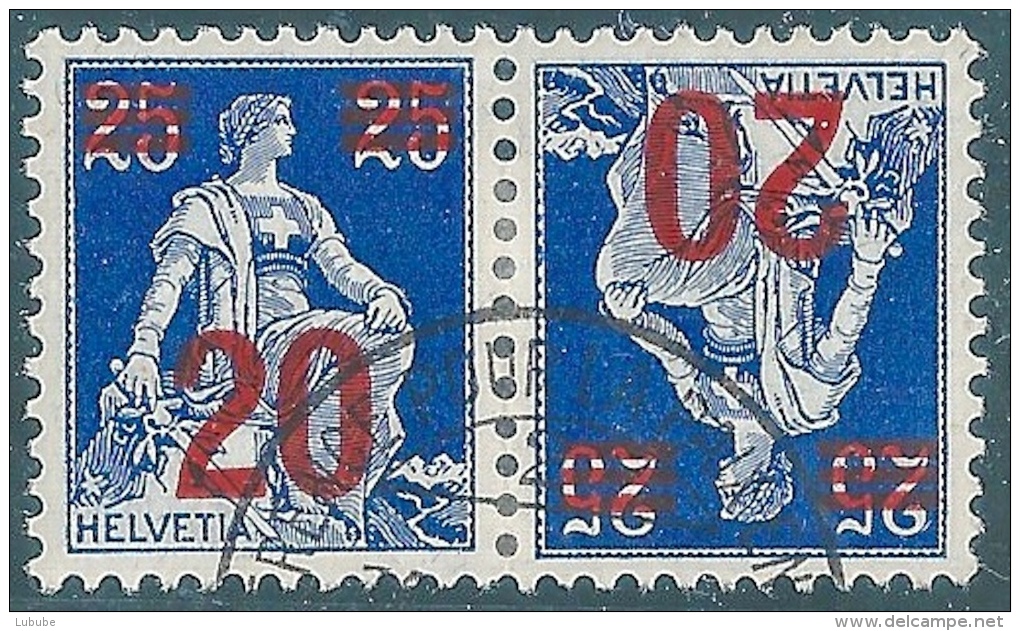 Helvetia Mit Schwert K16, 20/25 Rp.rot/blau         1921 - Tête-bêche