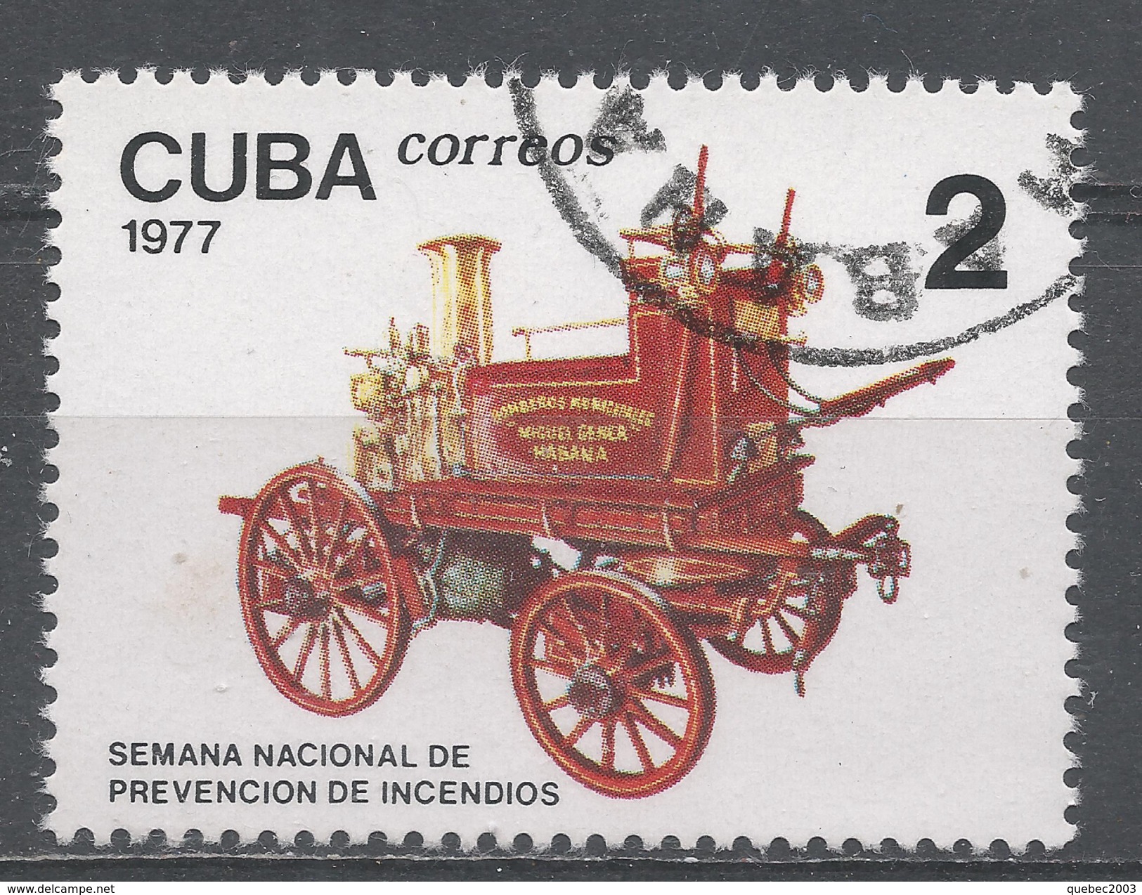 Cuba 1977. Scott #2145 (U) The Prevention Week, Horse-drawn Fire Pump - Usati