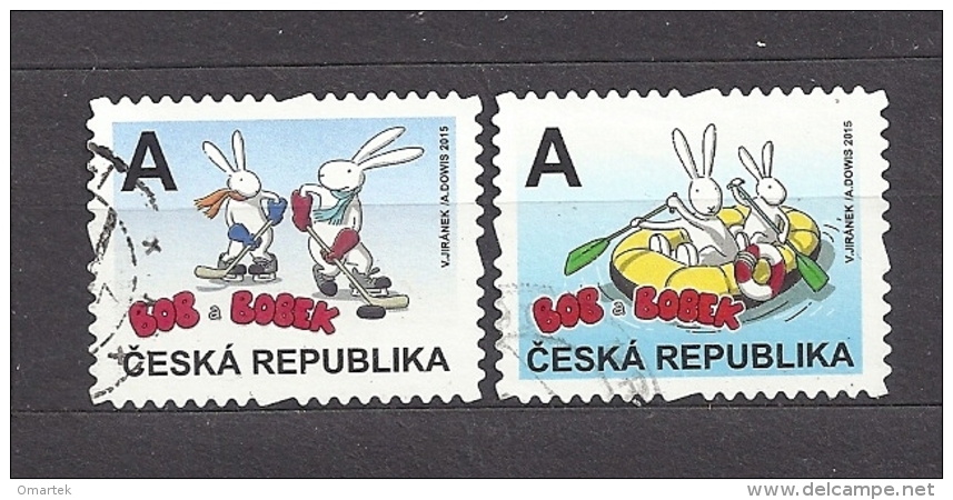 Czech Republic 2015 ⊙ Mi 844-845 Bob And Bobek Playing Ice Hockey, Floating In A Boat.Tschechische Republik C.3 - Used Stamps