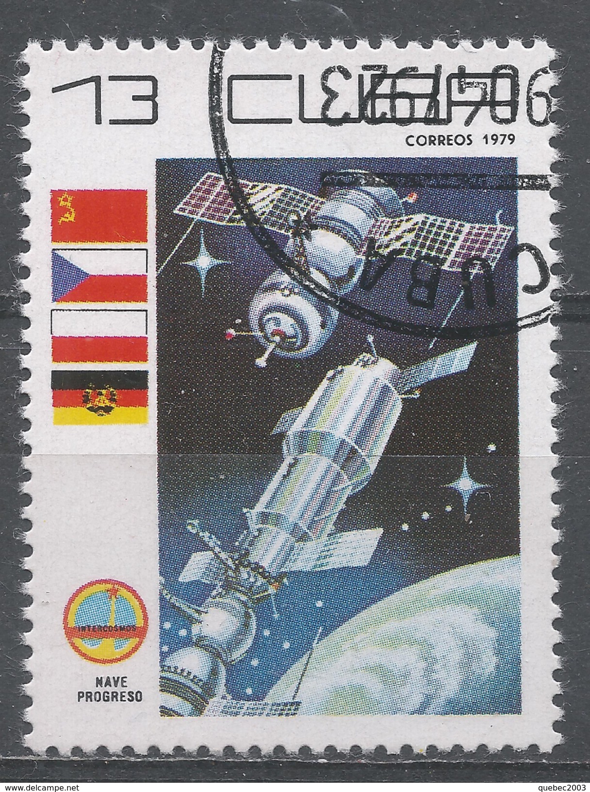 Cuba 1979. Scott #2248 (U) Cosmonaut's Day, Soyuz, Salyut - Used Stamps