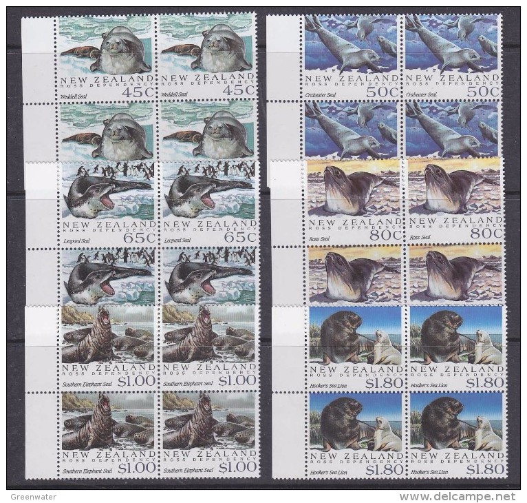 Ross Dependency 1992 Seals 6v  Bl Of 4 ** Mnh (33133) - Unused Stamps