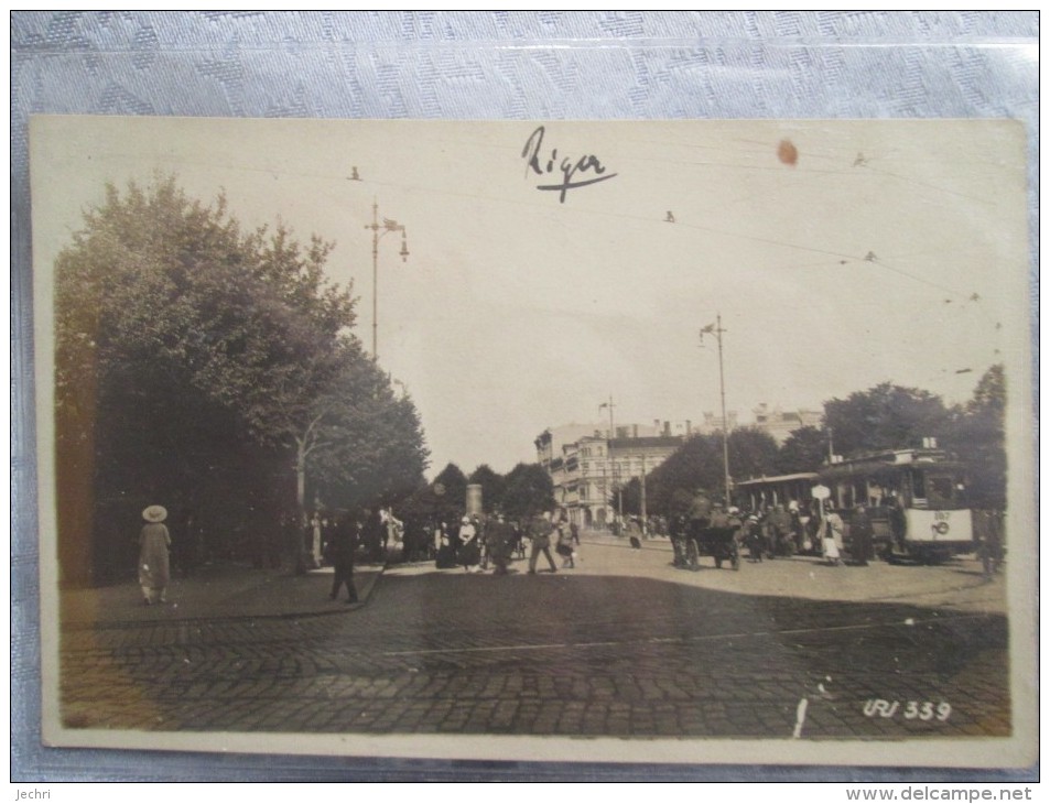 CARTE PHOTO RIGA . TRAMWAY . RARE - Lituanie