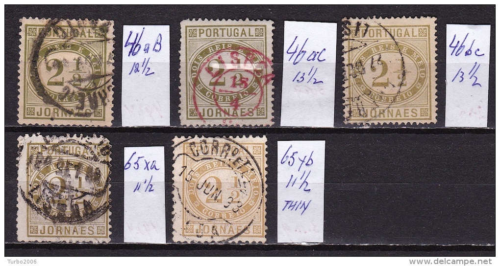 Portugal 1876 - 1887 Newspaperstamps 5 Different Michel 46aB-46aC-46bC-65xa-65yb - Gebruikt