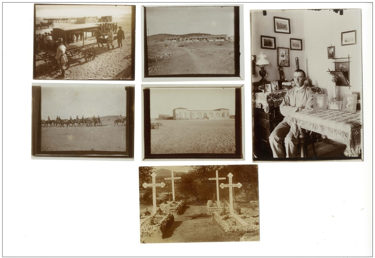 1905/1906, 5 Alte Originalfotos, U.a. Lazarett Karibib Und Swakopmund. Dazu Sw-Fotokarte Friedhof Windhuk, Pracht. - Deutsch-Südwestafrika