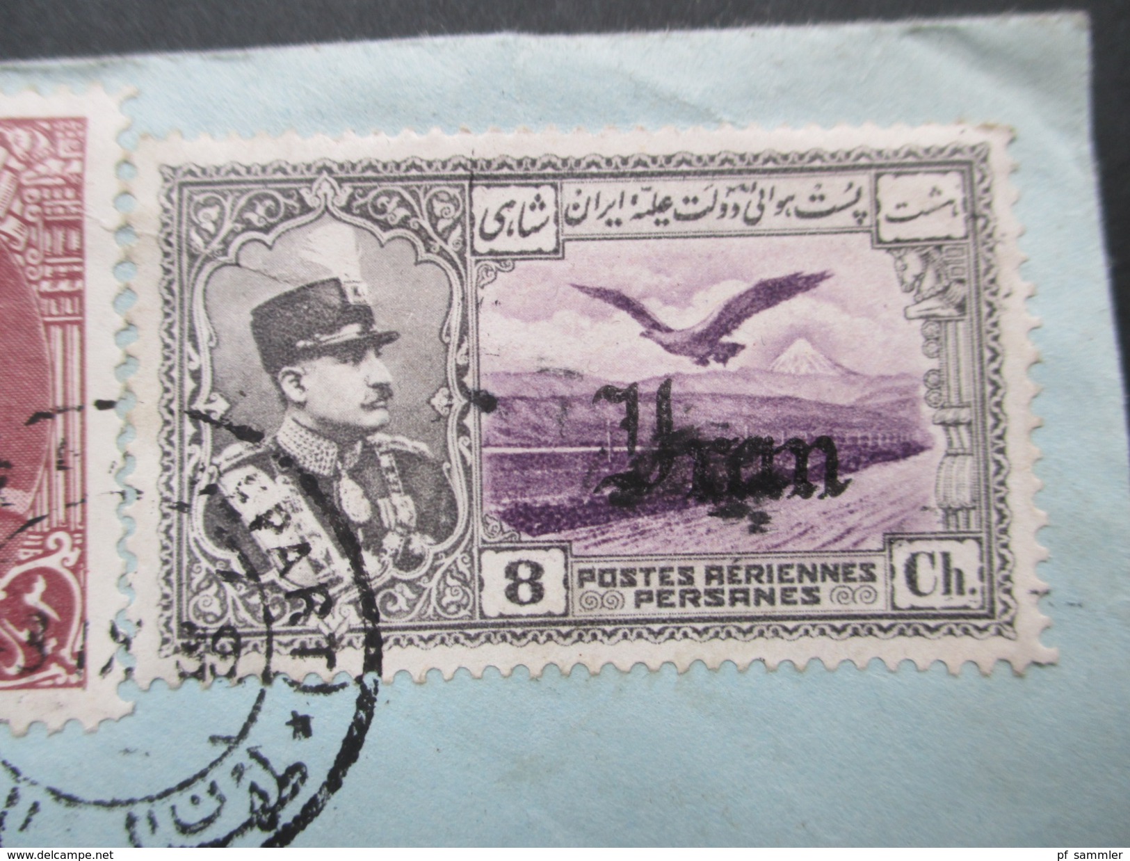 Iran 1939 Airmail / Luftpost. ED. Schlüter Teheran. Mischfrankatur. Marke Mit Aufdruck! Interessanter Beleg! - Iran