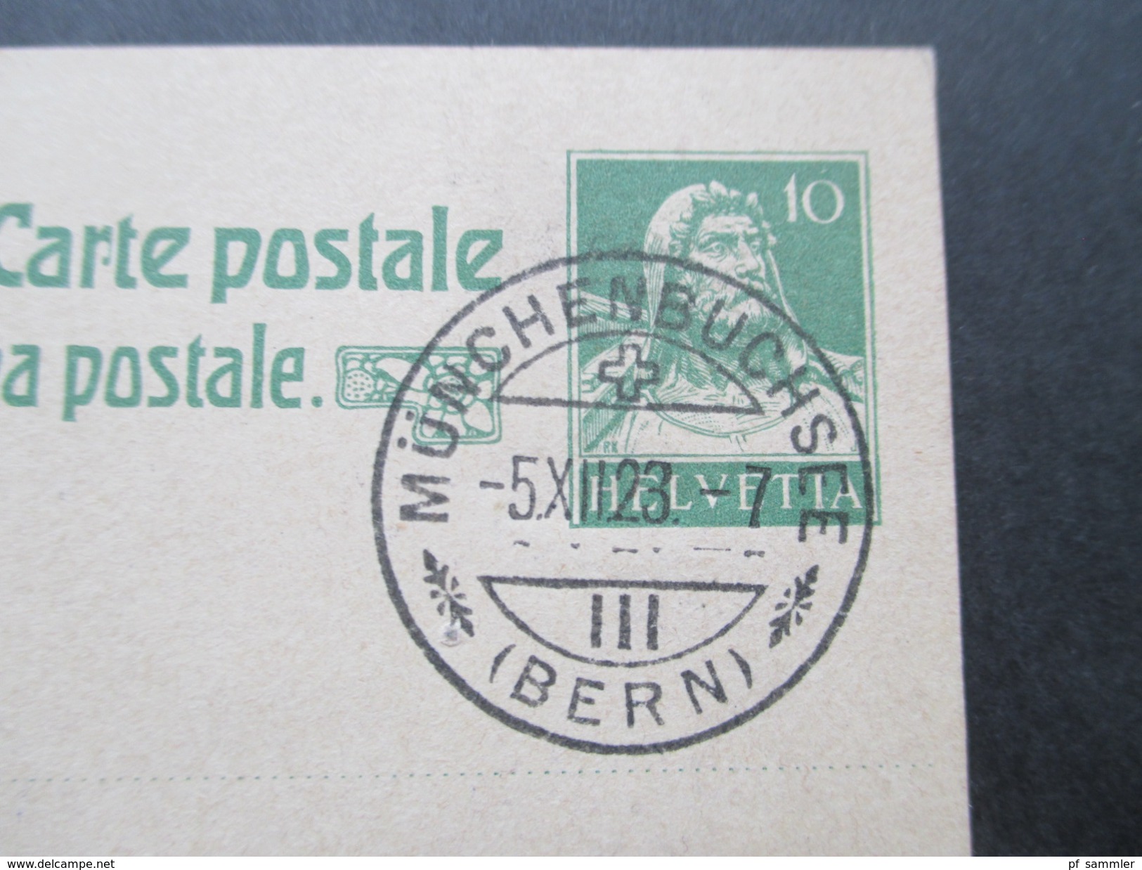 Schweiz Ganzsache 1923 Münchenbuchsee (Bern) Paul Wittwer Briefmarkenhandlung - Interi Postali