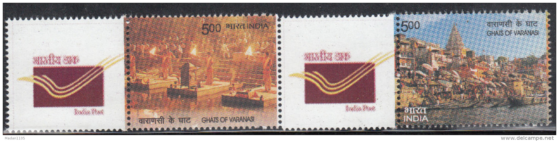 INDIA 2016 MY STAMP, VARANASI GHATS,Set 2v Setenant,Most Revered Hinduism Site Night & Day, Limited Issue, MNH(**) - Induismo