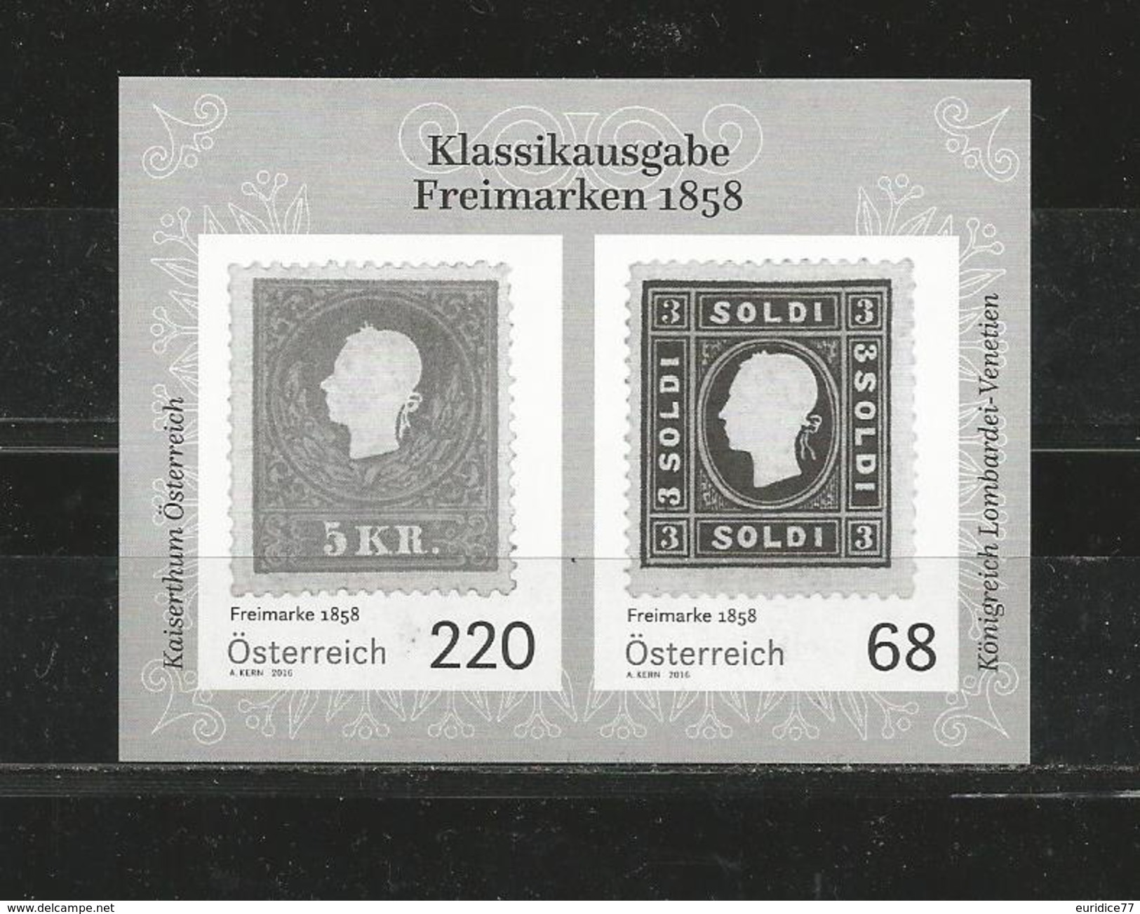 Austria 2016 - Klassikausgabe - Freimarken 1858 Black Proof Mnh - Unused Stamps