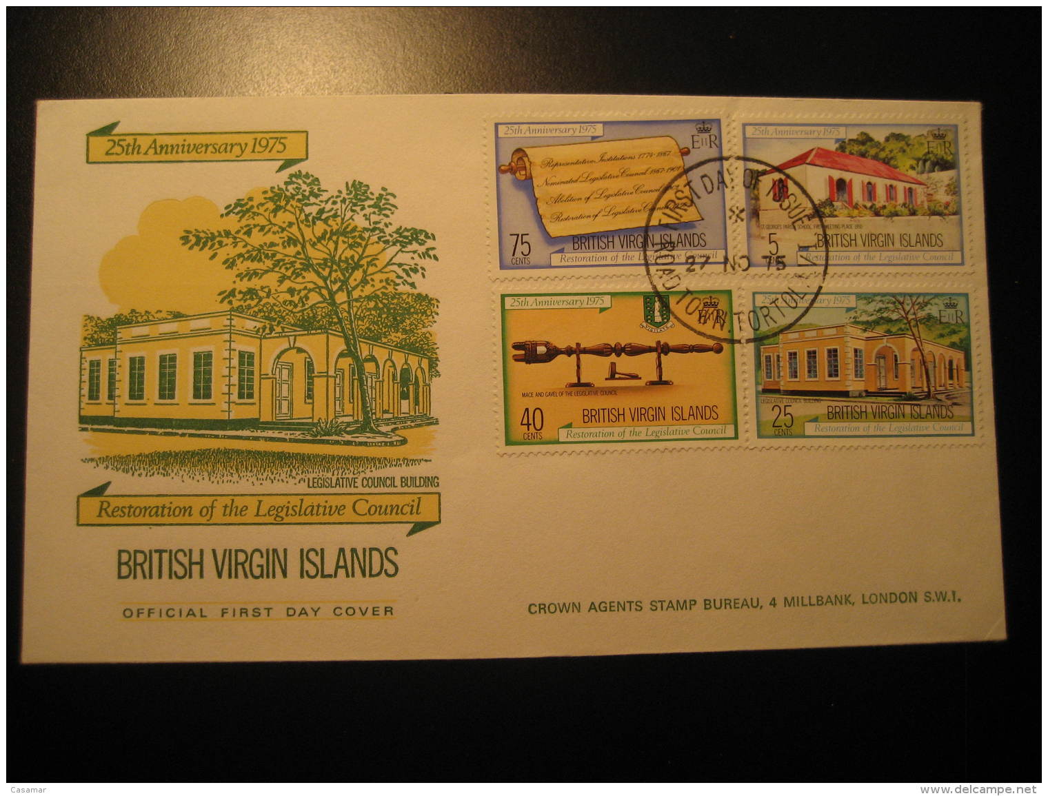 Road Town TORTOLA 1975 Legislative Council 4 Stamp On FDC Cover British Virgin Islands British Colonies - British Virgin Islands