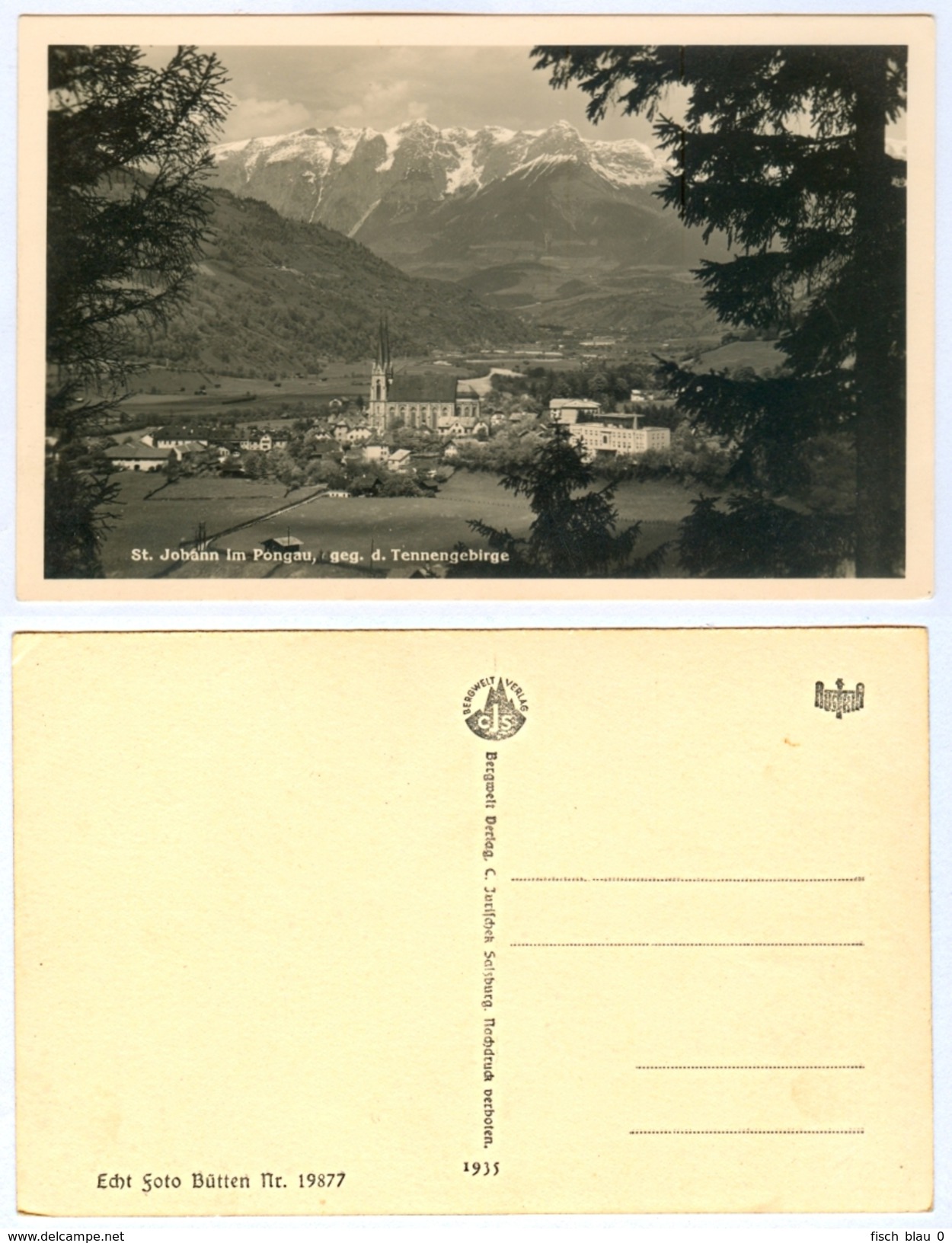 AK Salzburg 5600 St. Johann Im Pongau Tennengebirge 1935 Bergwelt-Verlag Jurischek Sankt Foto Bütten I.P. Österreich - St. Johann Im Pongau
