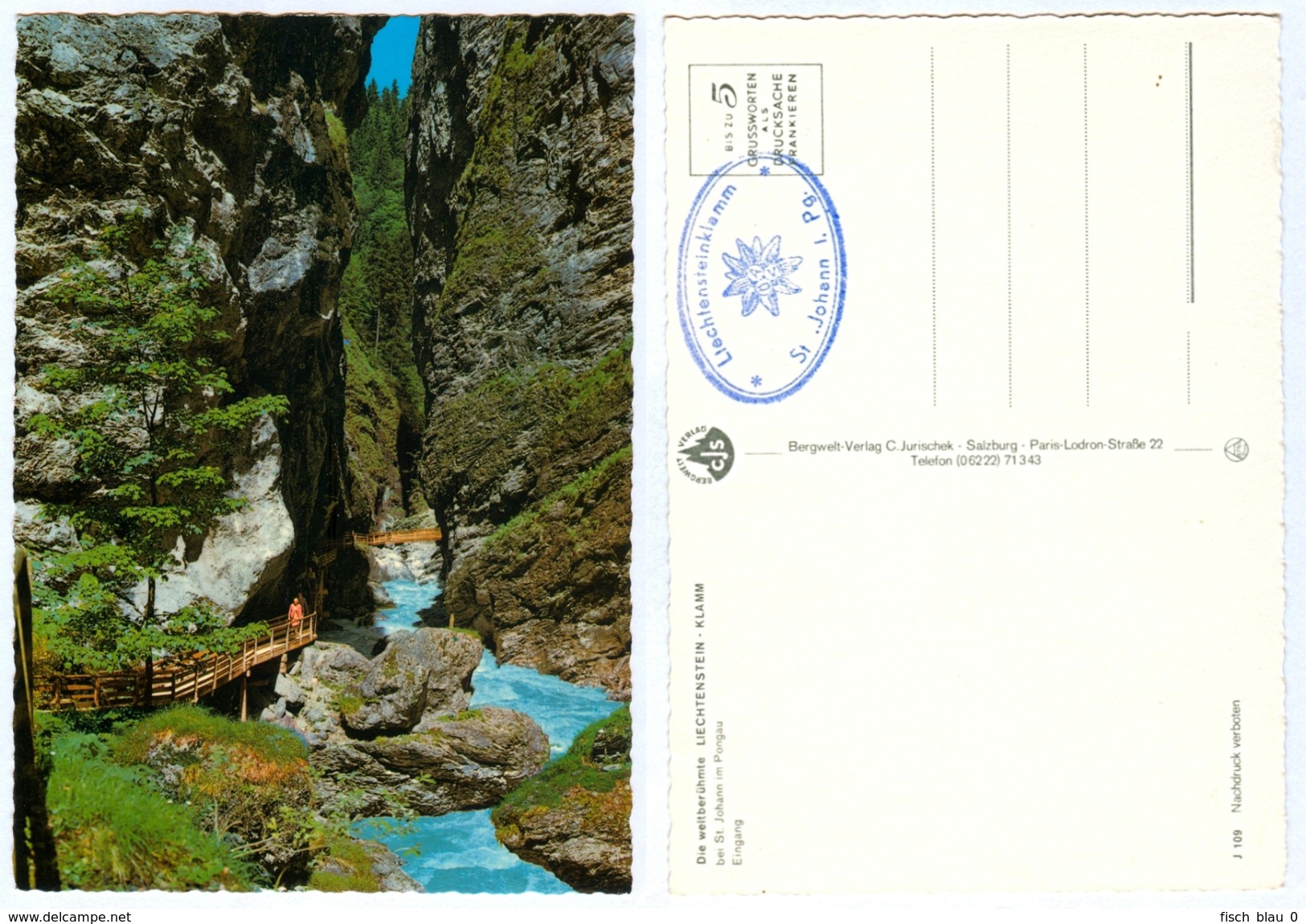 AK Salzburg St. Johann Im Pongau Liechtensteinklamm Liechtenstein-Klamm Eingang Bergwelt-Verlag C. Jurischek Österreich - St. Johann Im Pongau