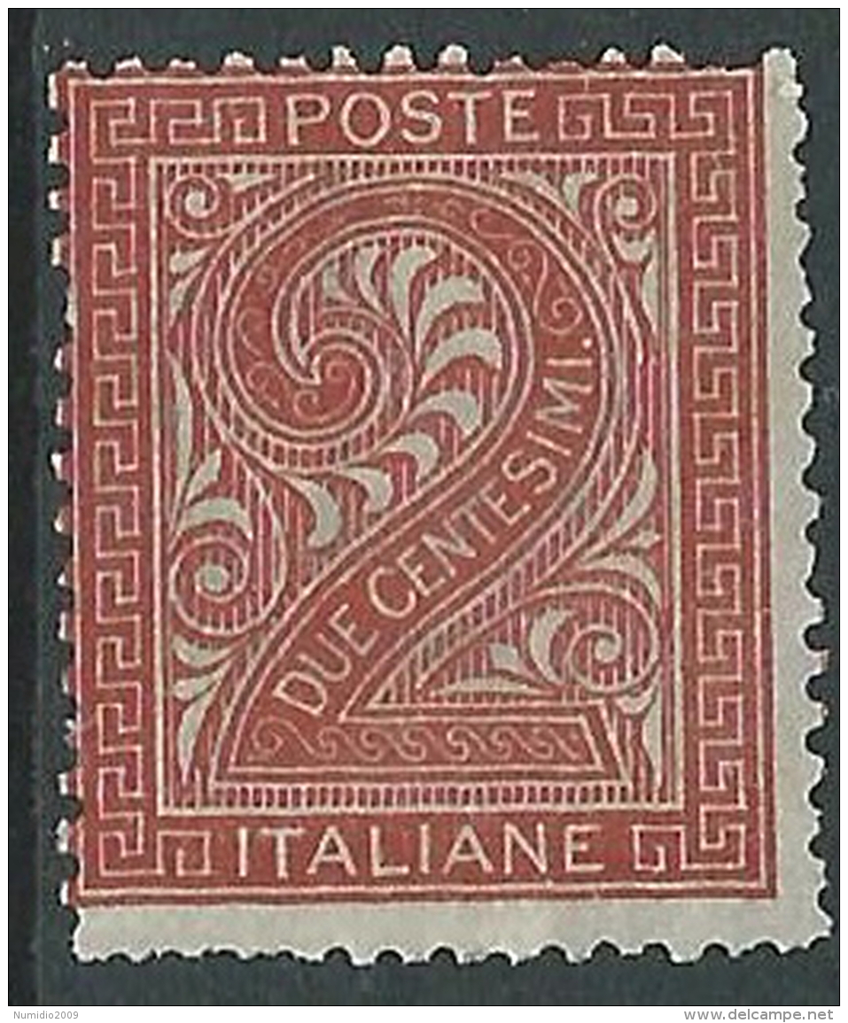 1863-65 REGNO CIFRA 2 CENT TORINO SENZA GOMMA - Y171-6 - Ungebraucht