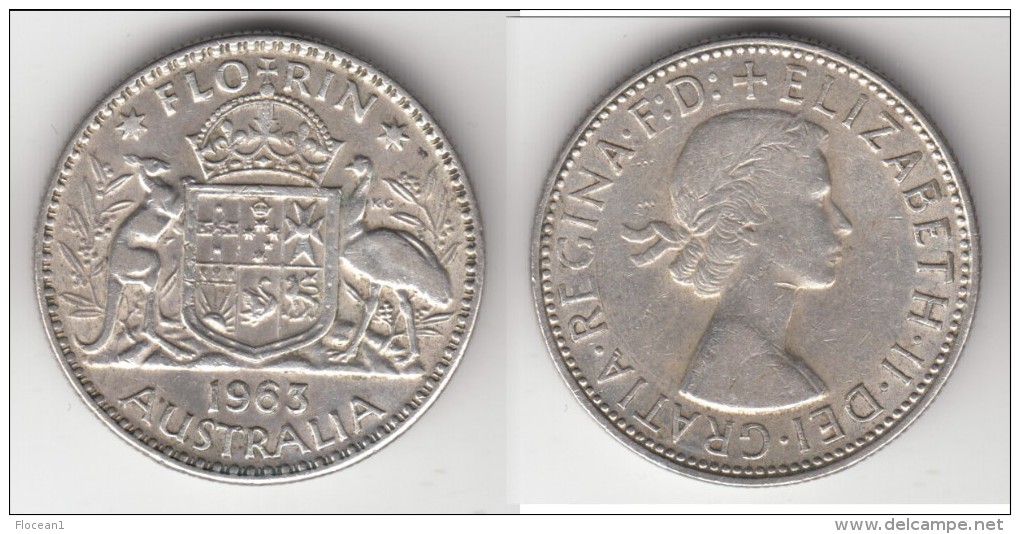 **** AUSTRALIE - AUSTRALIA - 1 FLORIN 1963 - ONE FLORIN 1963 - ARGENT - SILVER **** EN ACHAT IMMEDIAT !!! - Florin