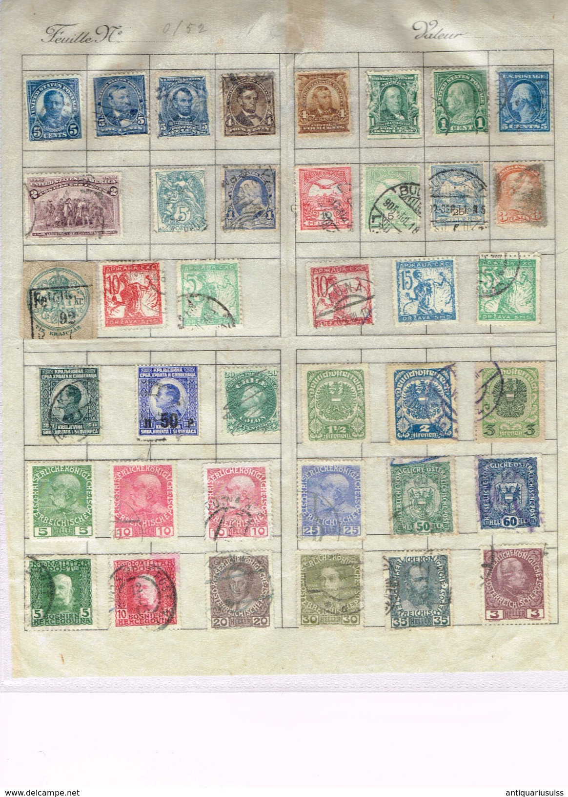 39 Timbres/stamps-USA, Hongrie,Canada,Chile,Bosnie-Herzégovine,Osterreich,Österreich-Ungarn,Nastanak Kraljevine,SHS - Collections (en Albums)