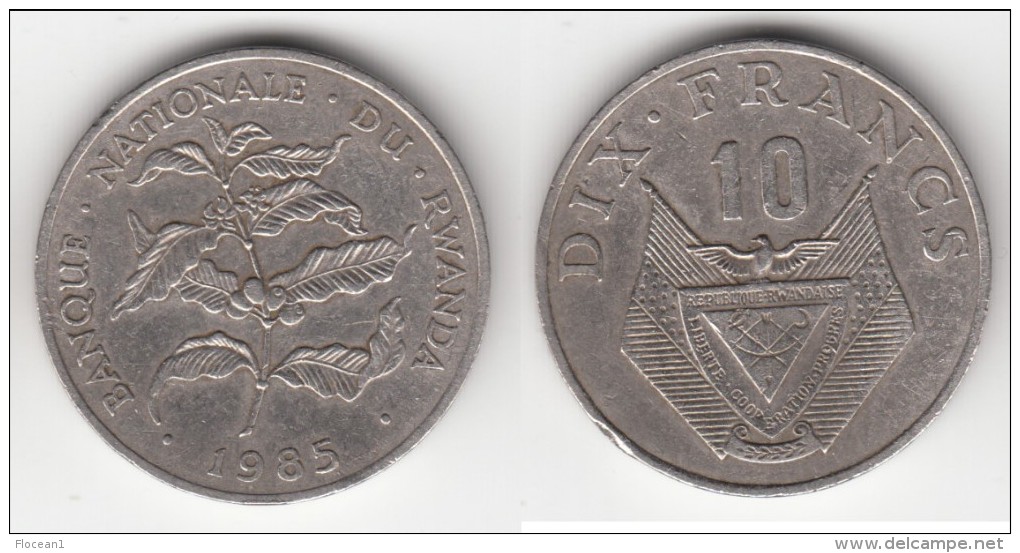 **** RWANDA - 10 FRANCS 1985 COFFEE TREE BRANCH **** ACHAT IMMEDIAT - Rwanda