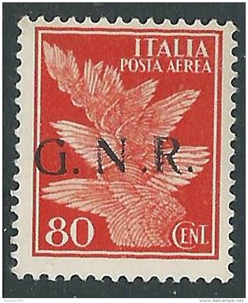 1944 RSI POSTA AEREA GNR BRESCIA 80 CENT SENZA GOMMA - Y173 - Poste Aérienne