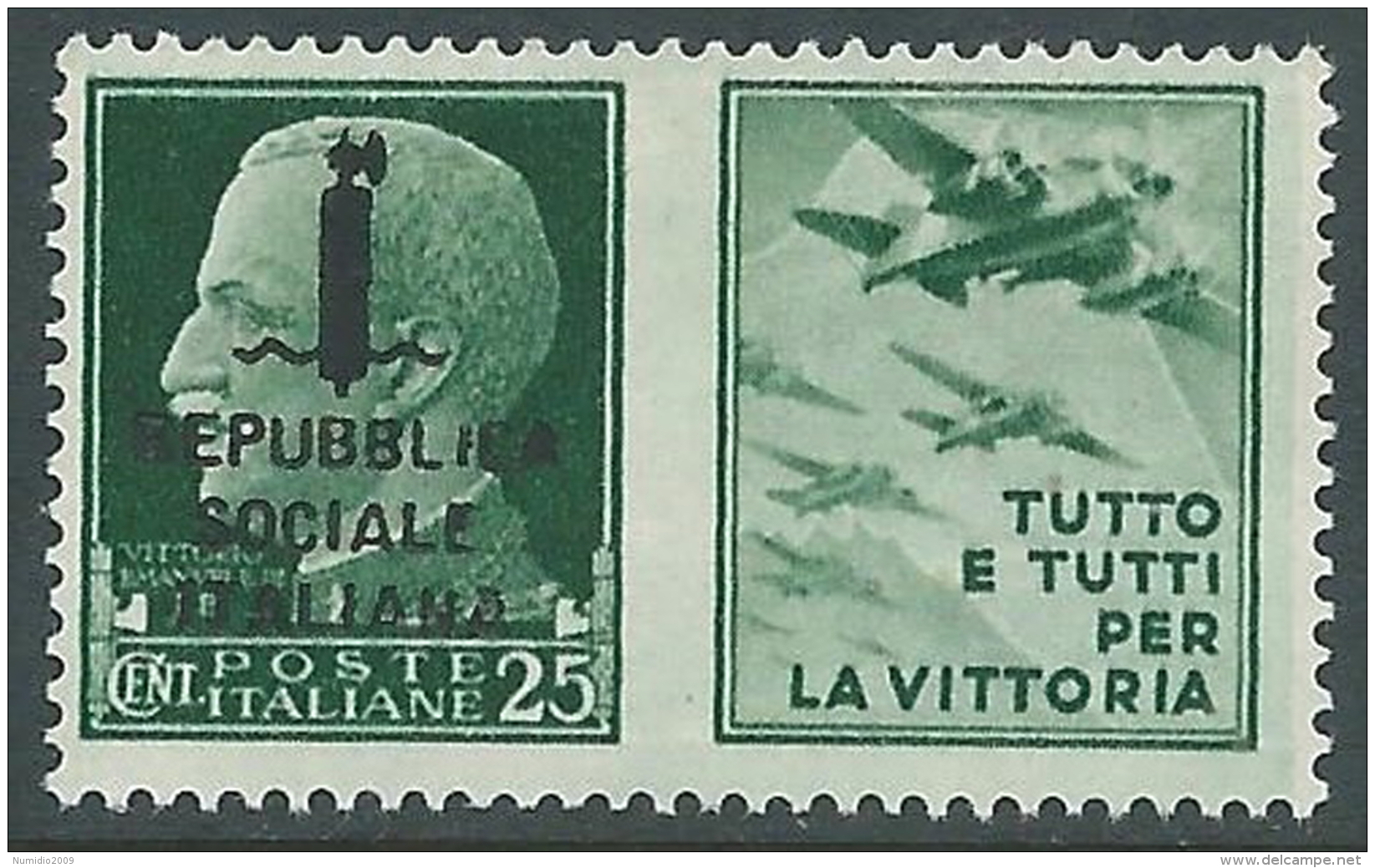 1944 RSI PROPAGANDA DI GUERRA 25 CENT MNH ** - CZ41-10 - Kriegspropaganda