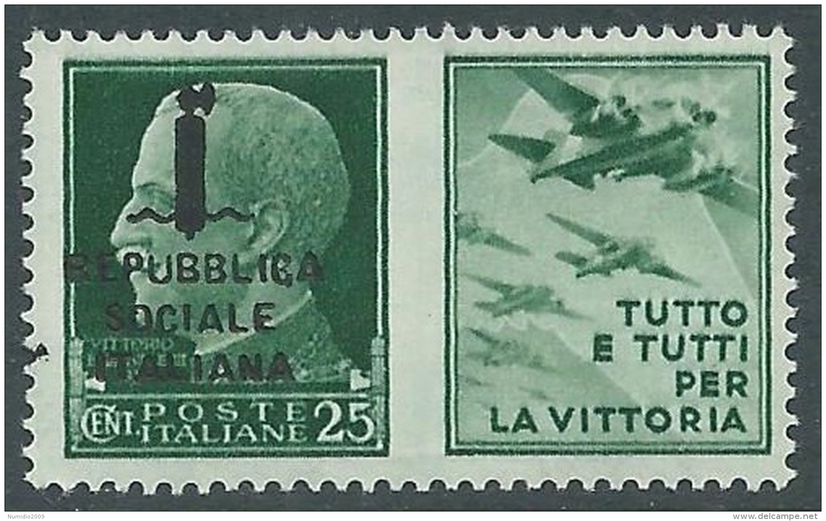 1944 RSI PROPAGANDA DI GUERRA 25 CENT MNH ** - CZ41-3 - Kriegspropaganda