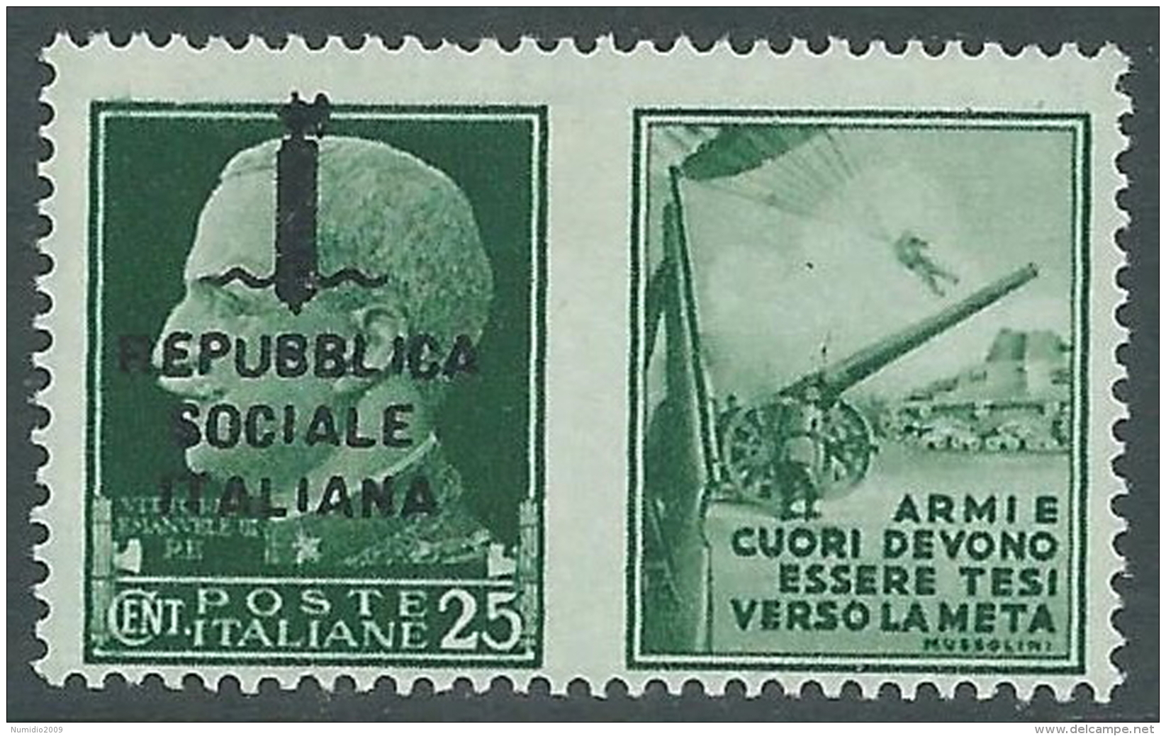 1944 RSI PROPAGANDA DI GUERRA 25 CENT MNH ** - CZ41-5 - Propagande De Guerre