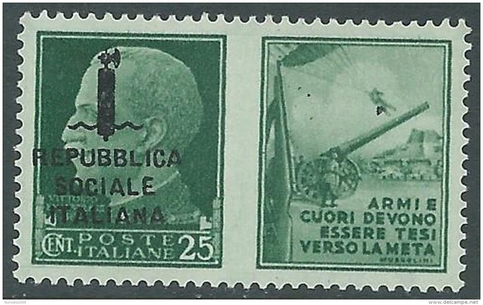 1944 RSI PROPAGANDA DI GUERRA 25 CENT MNH ** - CZ41-6 - War Propaganda