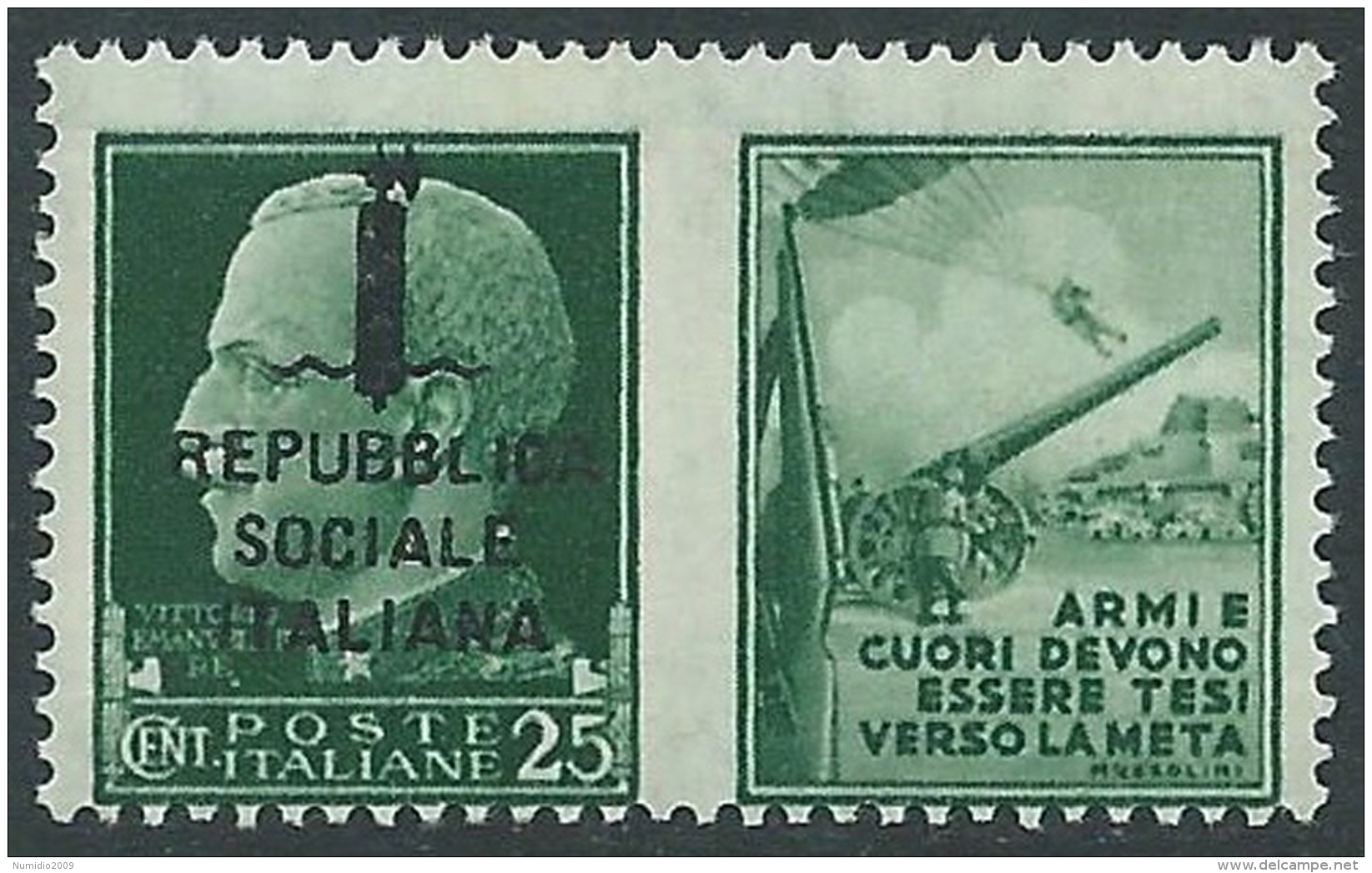 1944 RSI PROPAGANDA DI GUERRA 25 CENT MNH ** - CZ41-7 - War Propaganda