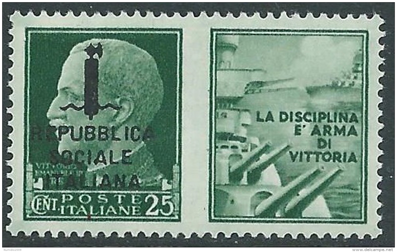 1944 RSI PROPAGANDA DI GUERRA 25 CENT MNH ** - CZ41-8 - Propaganda Di Guerra