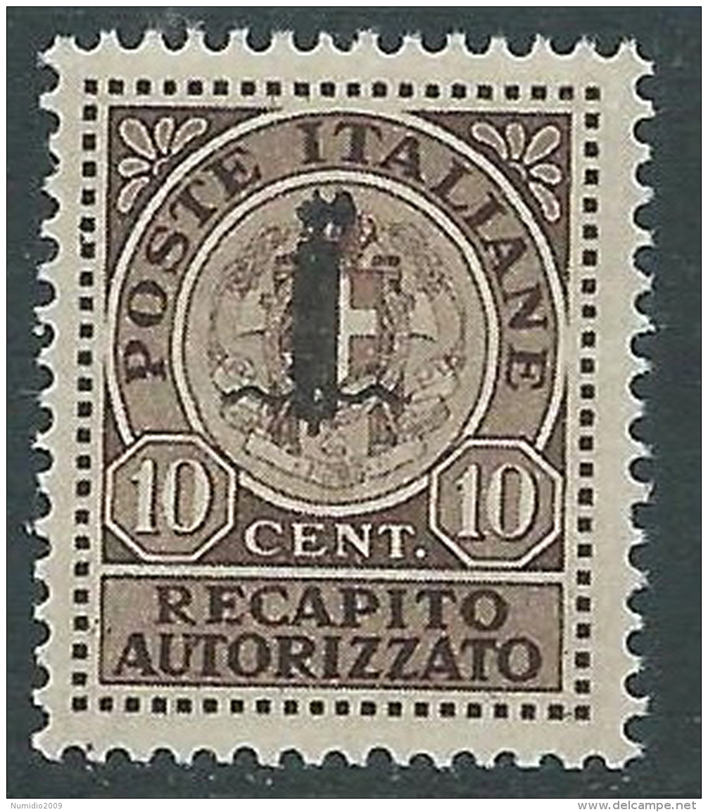 1944 RSI RECAPITO AUTORIZZATO 10 CENT MNH ** - CZ37 - Posta Espresso