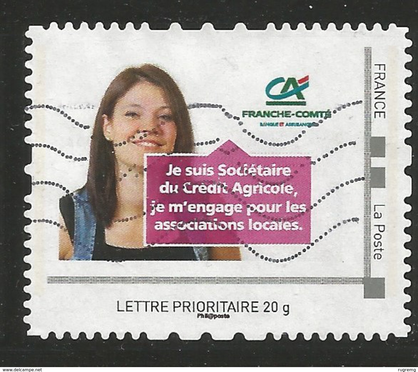 Timbre Personnalisé Collector Oblitéré Credit Agricole Franche Comte - Other & Unclassified