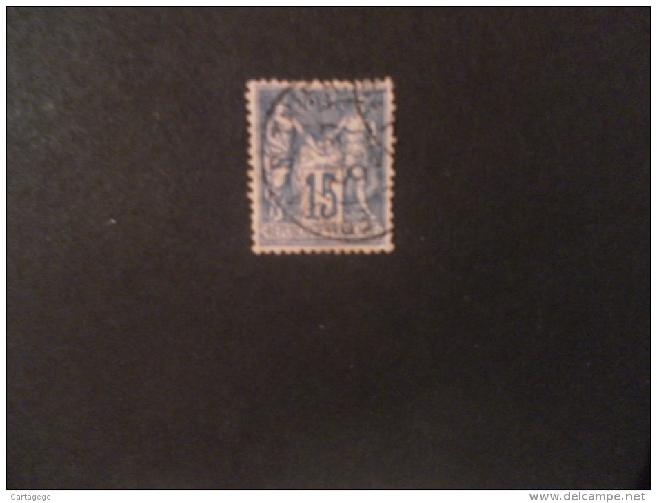 YT 101a TYPE SAGE 15c BLEU QUADRILLE TYPE II CACHET A DATE - 1876-1898 Sage (Type II)