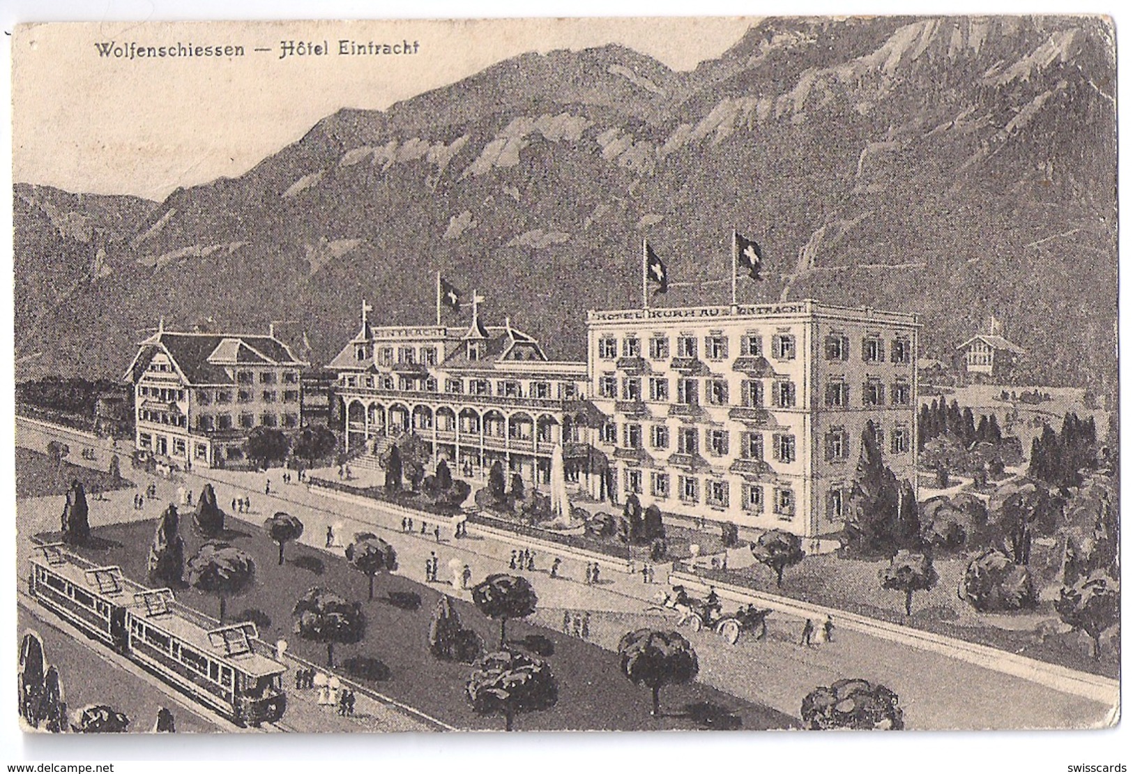 WOLFENSCHIESSEN: Engelbergbahn Zug Mit Hotel Eintracht 1908 - Wolfenschiessen