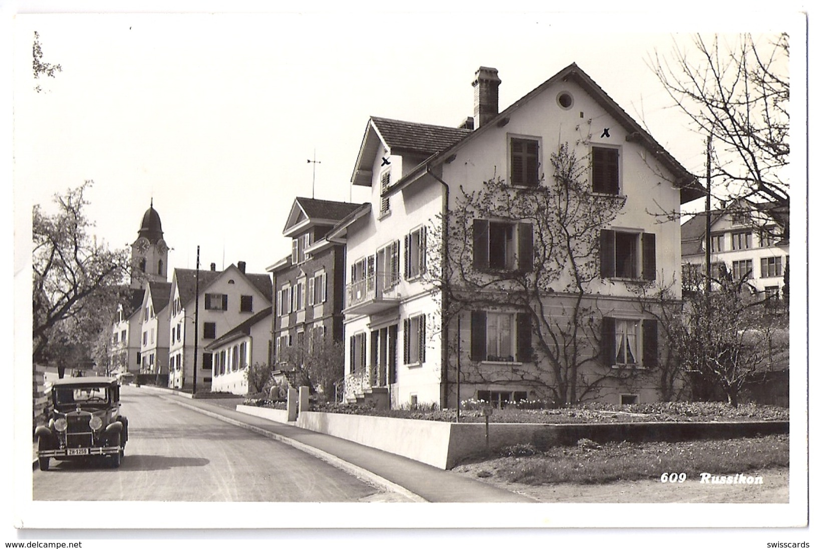RUSSIKON: Dorfpassage Mit Oldtimer, Echt-Foto-AK ~1935 - Dorf