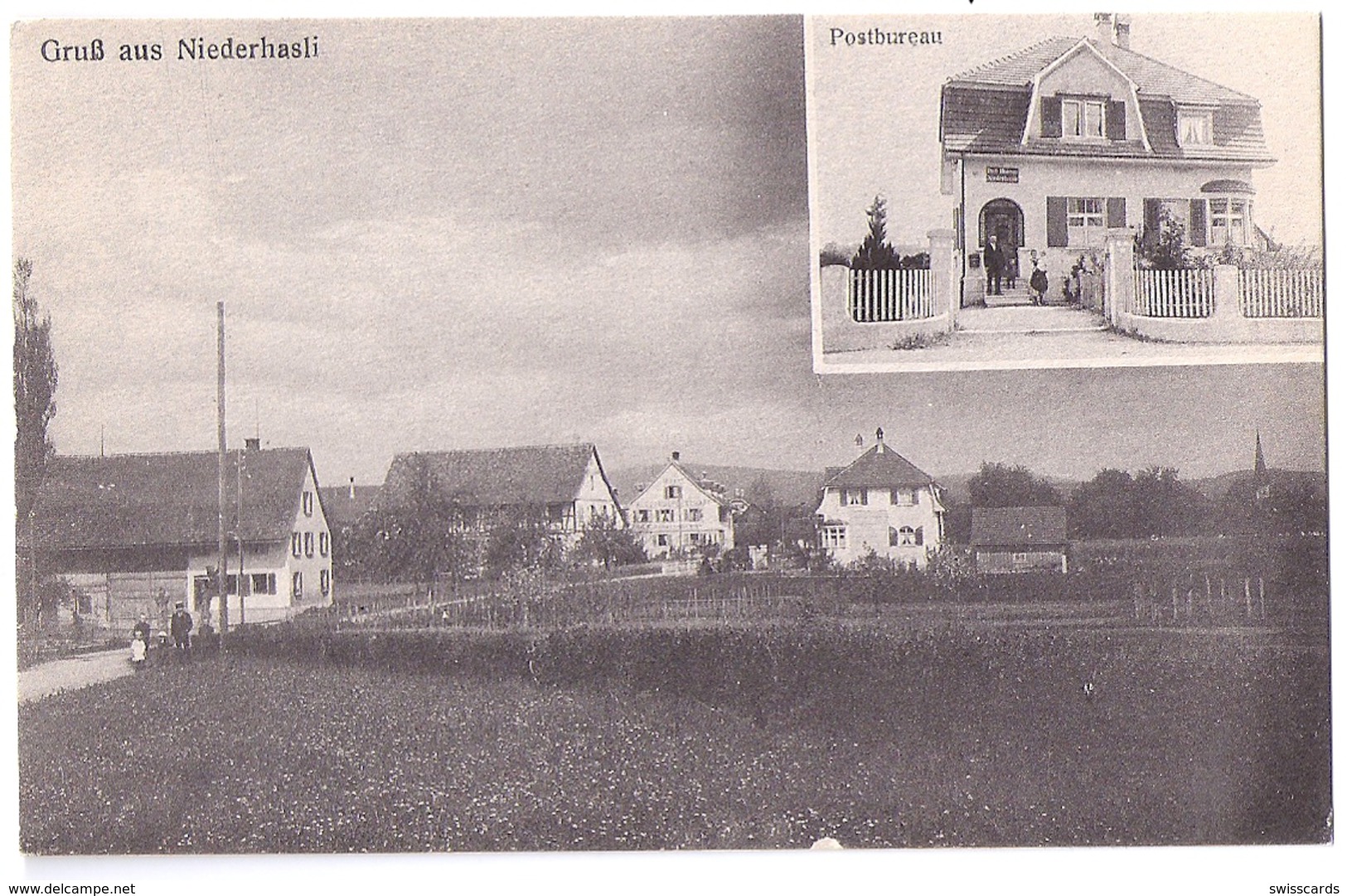 Gruss Aus NIEDERHASLI: Dorfquartier, Poststelle ~1910 - Dorf