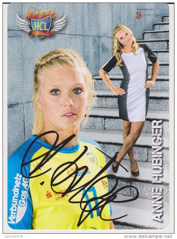 Original Handball Autograph Card ANNE HUBINGER Club LEIPZIG Season 2014 / 15 - Handball