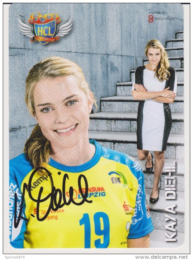 Original Handball Autograph Card KAYA DIEHL Club LEIPZIG Season 2014 / 15 - Balonmano