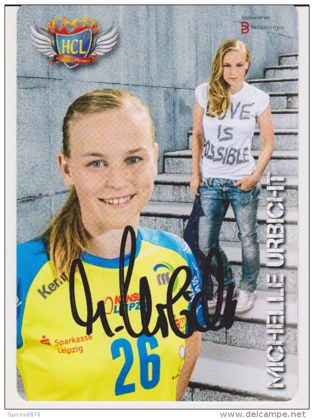 Original Handball Autograph Card MICHELLE URBICHT Club LEIPZIG Season 2014 / 15 - Balonmano