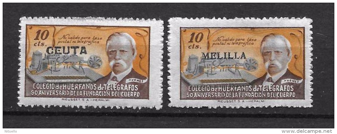 LOTE 1892 C  ///   ESPAÑA  FISCALES HABILITADOS SOBRECARGADOS CEUTA Y MELILLA AÑO 1945 **MNH - Bienfaisance