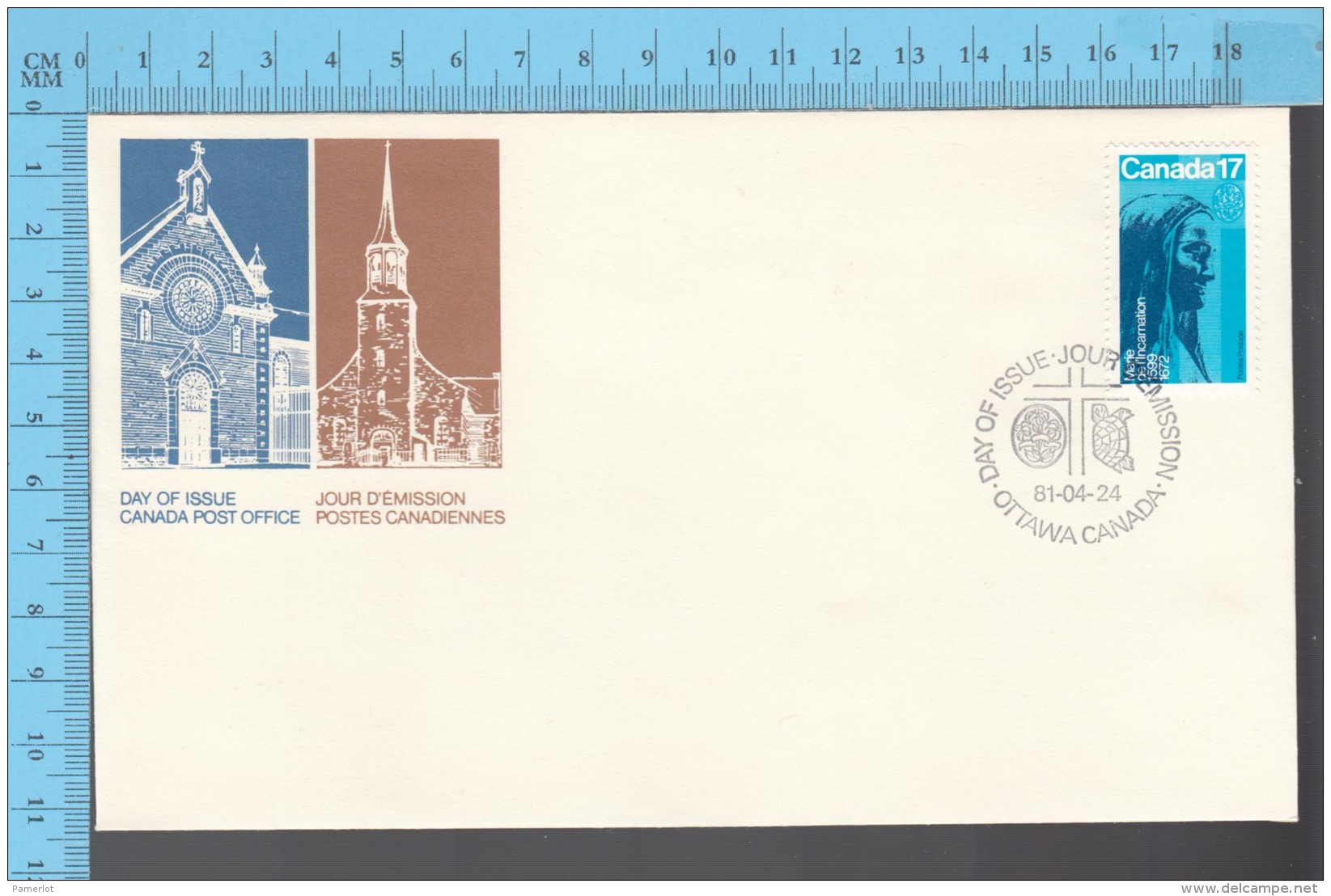 Canada - 1981   Scott # 886, CReligius Personalities, Marie De L'Iincarnation - FDC PPJ , Special Cancelation - Christianisme